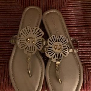 New Coach Sandals. Excellent Condition. Size 8 W. Gold
